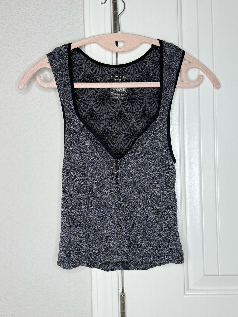 Free People Intimately Black Textured Stretch Tank Top XS/S
